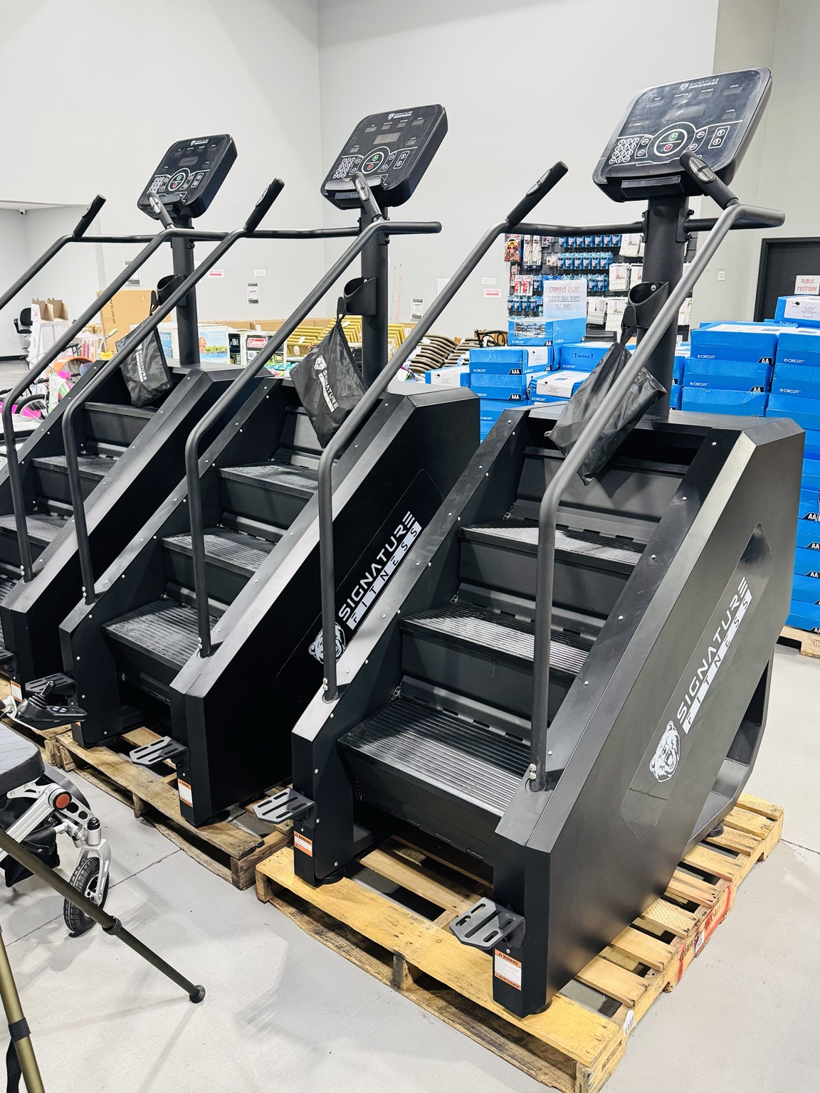 Commercial stair machines displayed inside Elevate